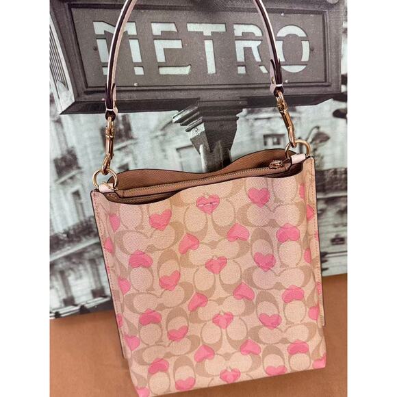 Coach CP056 Mollie Bucket Bag 22 In Signature Canvas IN Khaki Multi - Picture 7 of 10